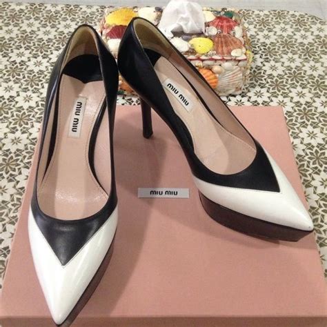 miu miu black and white heels|miumiu shoes online.